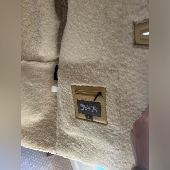 Men’s Beige Wilson Leather Coat Size L - Picture 2 of 5